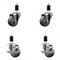 Service Caster 3'' SS Gray Poly Wheel Swivel 1-3/8'' Expanding Stem Caster Set 2 Brakes, 4PK SCC-SSEX20S314-PPUB-2-TLB-2-138 - alternate 1